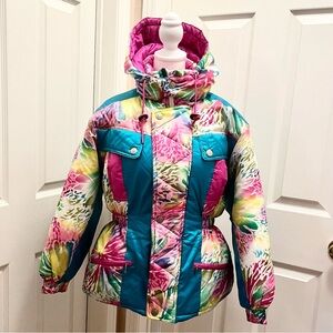 Vintage 1994  Ski Suit 2-Piece Set Pink Teal | Youth 15